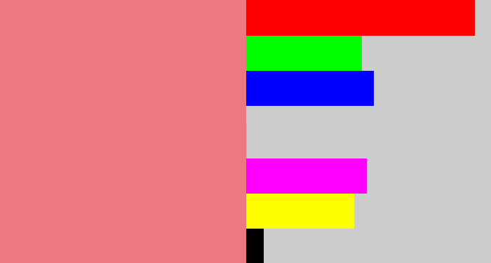 Hex color #ec7884 - salmon pink