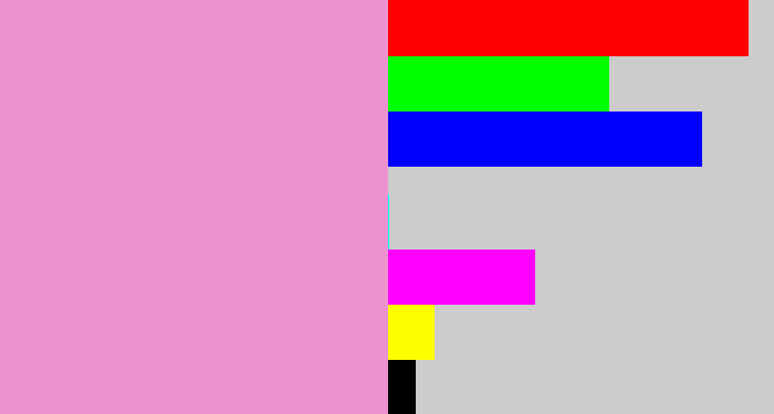Hex color #ec92cf - lavender pink
