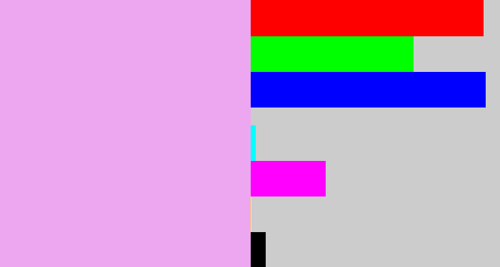 Hex color #eca7f0 - light violet