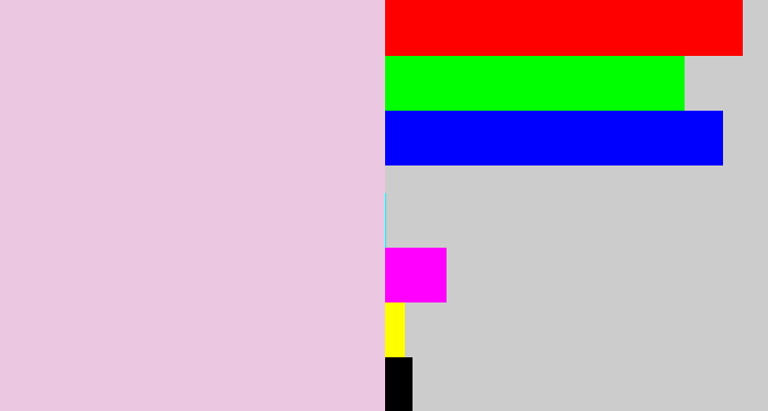 Hex color #ecc7e1 - pale pink