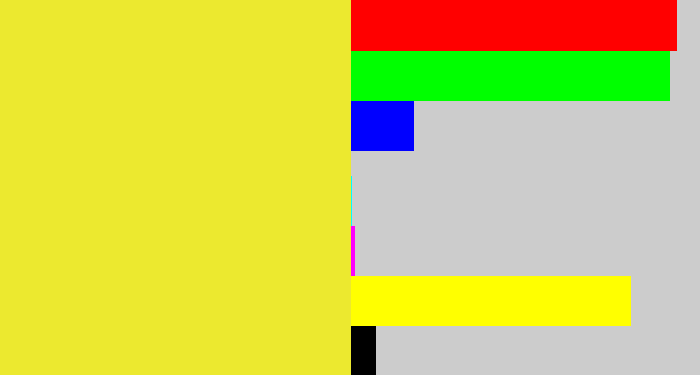 Hex color #ece92f - off yellow