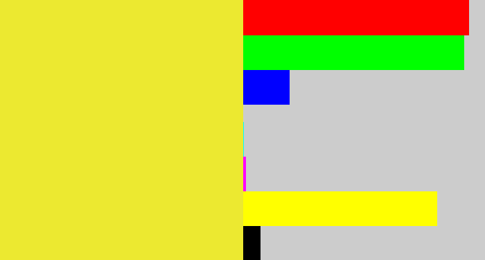 Hex color #ece930 - off yellow