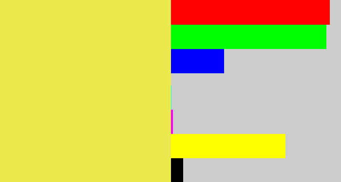 Hex color #ece94e - dull yellow