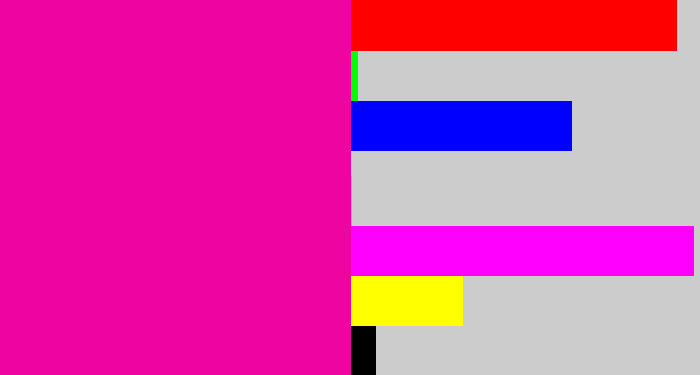 Hex color #ed04a1 - shocking pink
