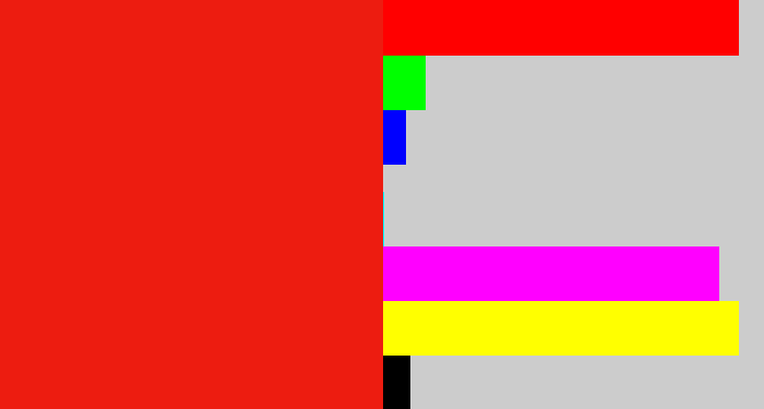 Hex color #ed1c10 - tomato red