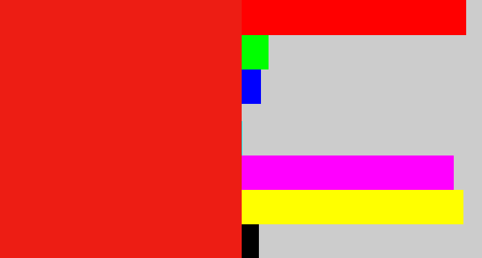 Hex color #ed1d14 - vermillion