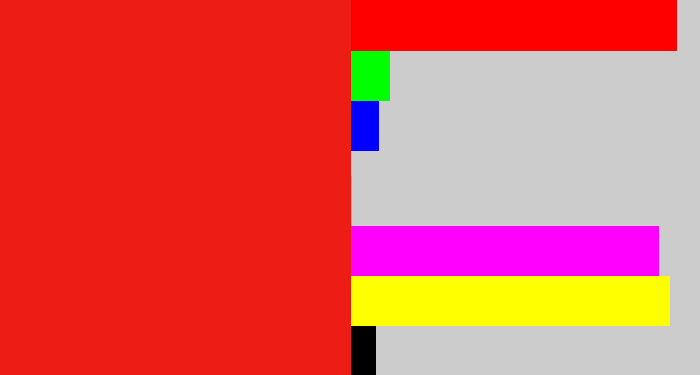 Hex color #ed1d15 - vermillion