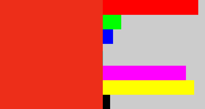 Hex color #ed2e19 - vermillion