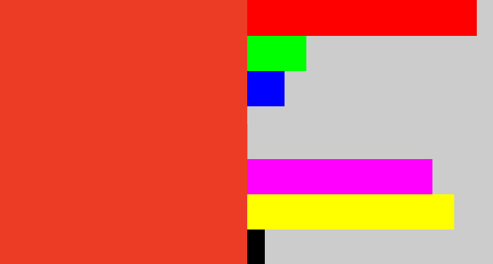 Hex color #ed3c26 - tomato