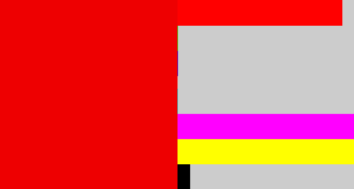 Hex color #ee0001 - red