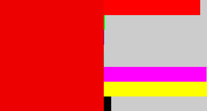 Hex color #ee0201 - red