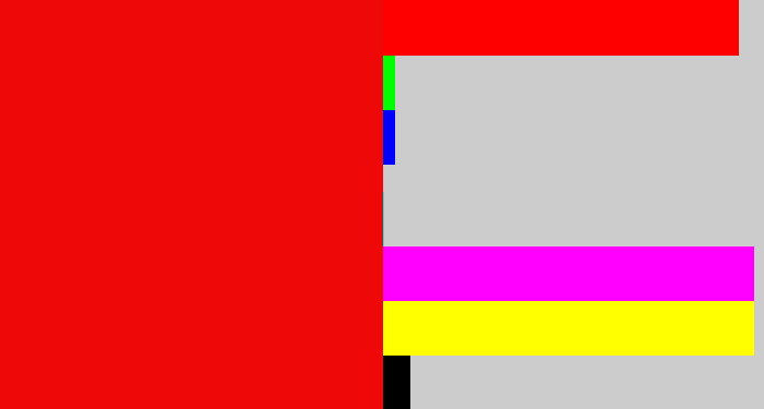 Hex color #ee0807 - red