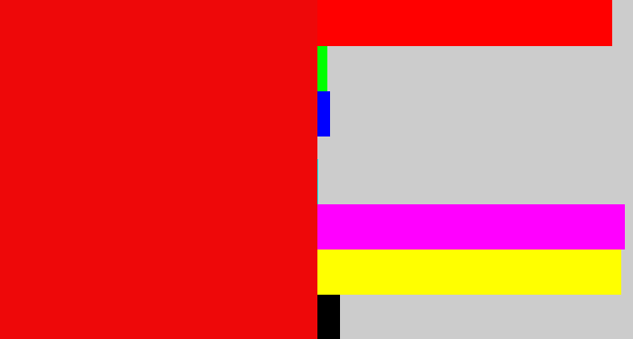 Hex color #ee0809 - red