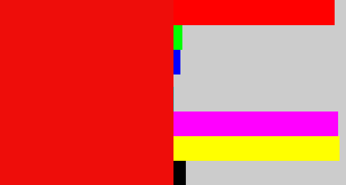 Hex color #ee0d0a - red