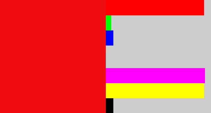 Hex color #ee0e11 - bright red