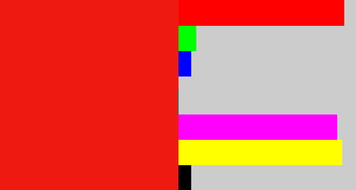 Hex color #ee1a12 - vermillion