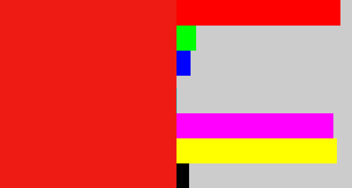 Hex color #ee1b15 - vermillion