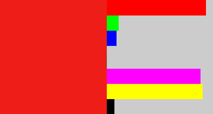 Hex color #ee1d18 - vermillion