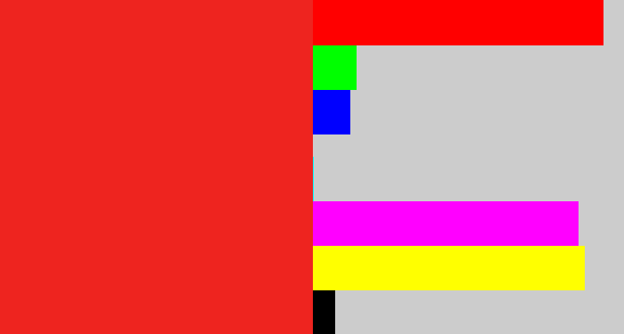 Hex color #ee241f - vermillion