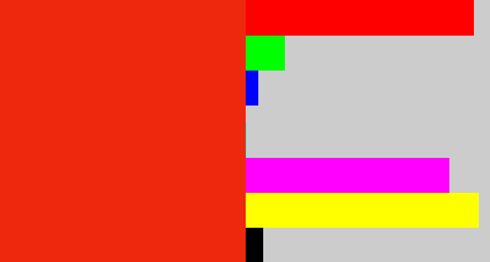 Hex color #ee280d - vermillion
