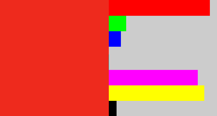 Hex color #ee2a1d - vermillion