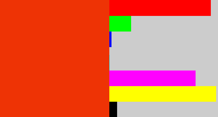 Hex color #ee3305 - orangish red