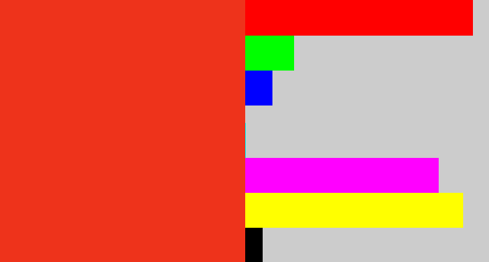 Hex color #ee331b - vermillion