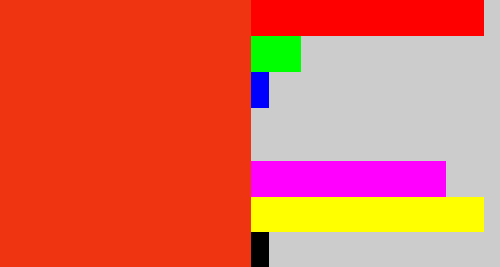 Hex color #ee3411 - vermillion