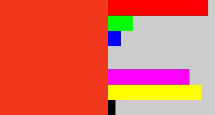 Hex color #ee3a1f - tomato