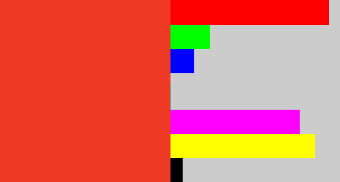 Hex color #ee3a24 - tomato