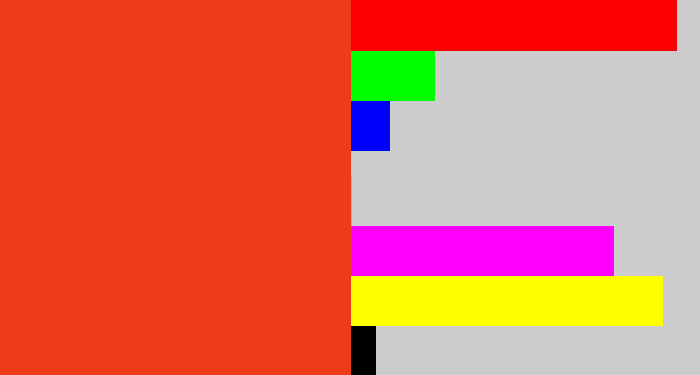 Hex color #ee3c1b - tomato