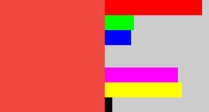 Hex color #ee483f - light red