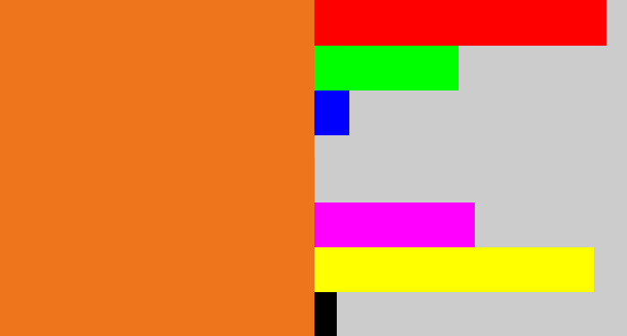 Hex color #ee751b - orange