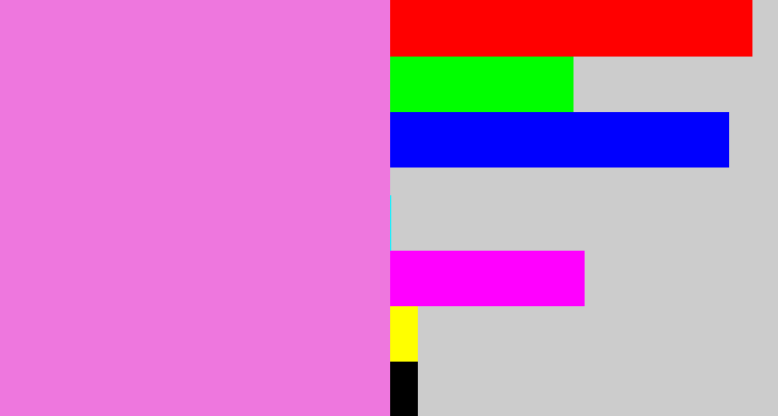 Hex color #ee77de - purply pink