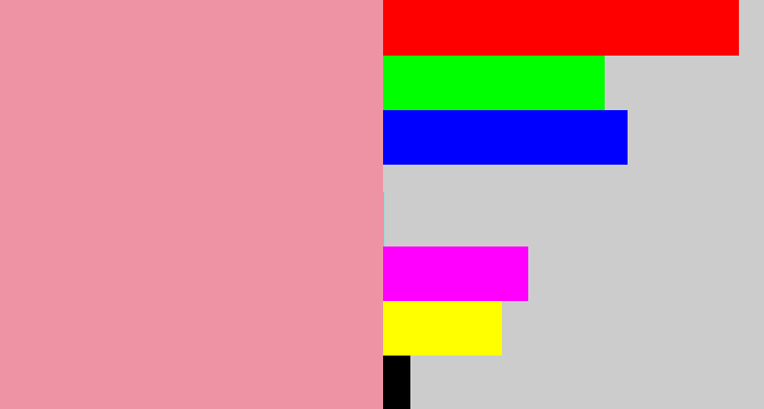 Hex color #ee93a4 - pig pink