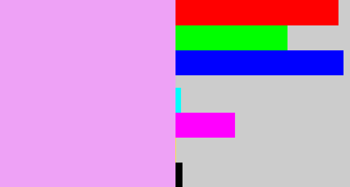 Hex color #eea2f6 - light violet