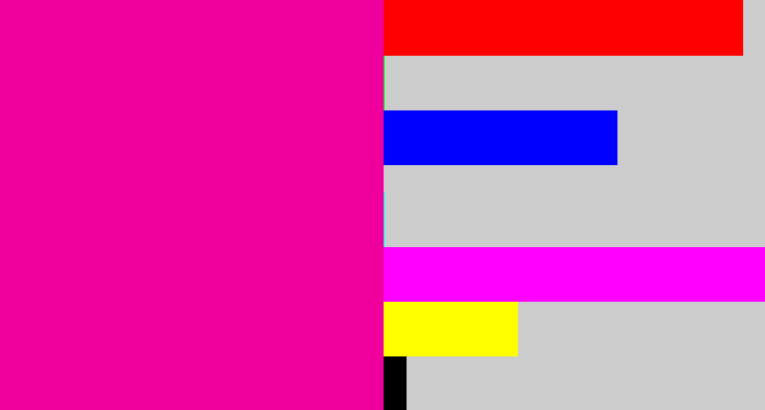 Hex color #ef009c - neon pink