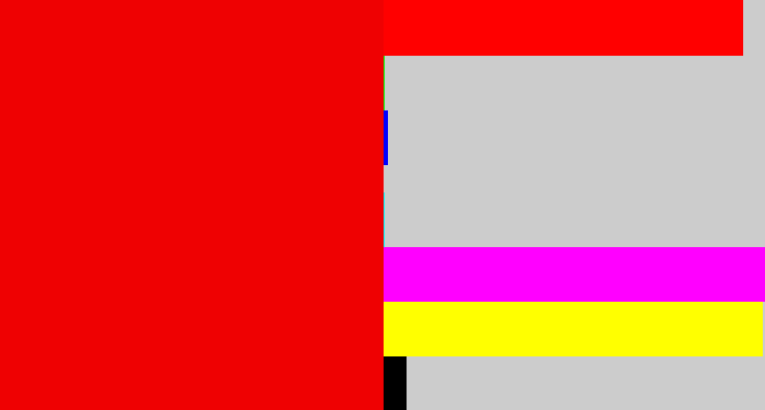 Hex color #ef0102 - red