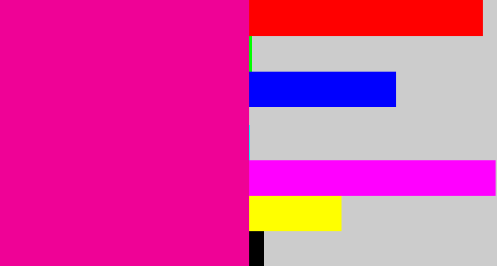 Hex color #ef0296 - neon pink