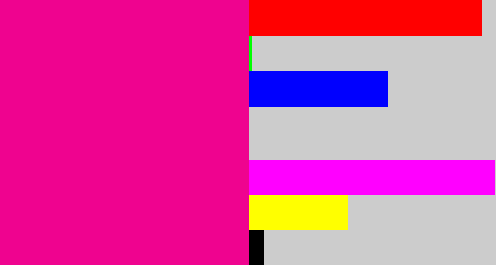Hex color #ef038f - electric pink