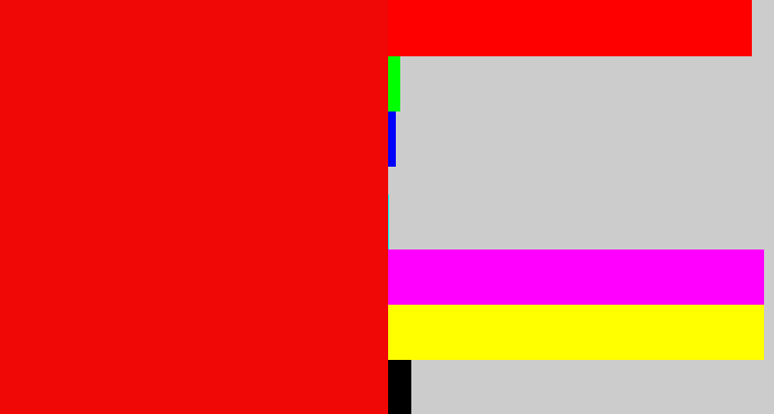 Hex color #ef0806 - red