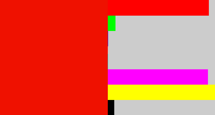 Hex color #ef1100 - red