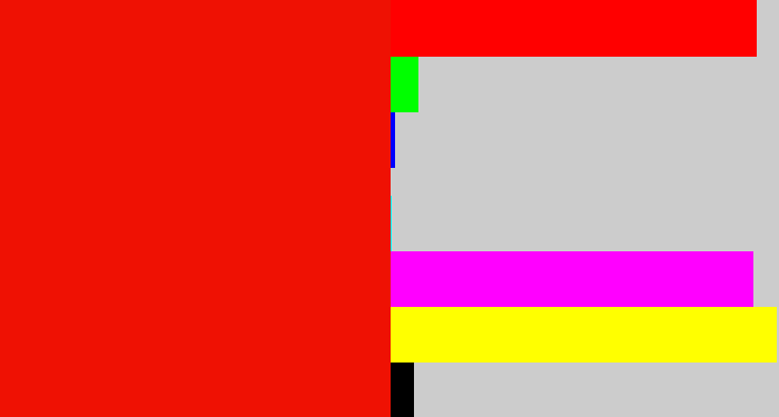 Hex color #ef1103 - red