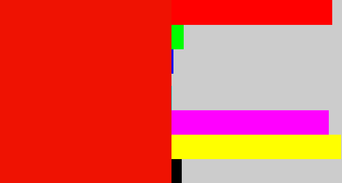 Hex color #ef1202 - red