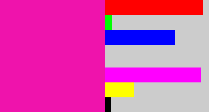 Hex color #ef13ac - bright pink