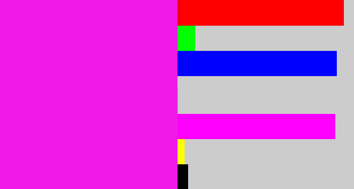 Hex color #ef1ae6 - pink/purple