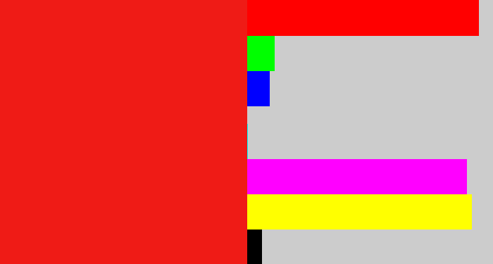 Hex color #ef1b16 - vermillion
