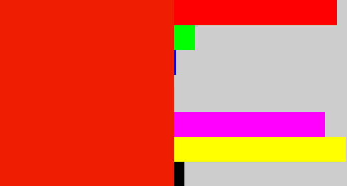 Hex color #ef1e03 - tomato red