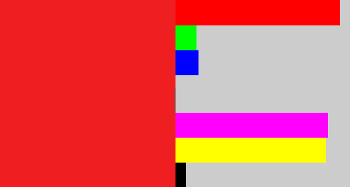 Hex color #ef1f21 - vermillion