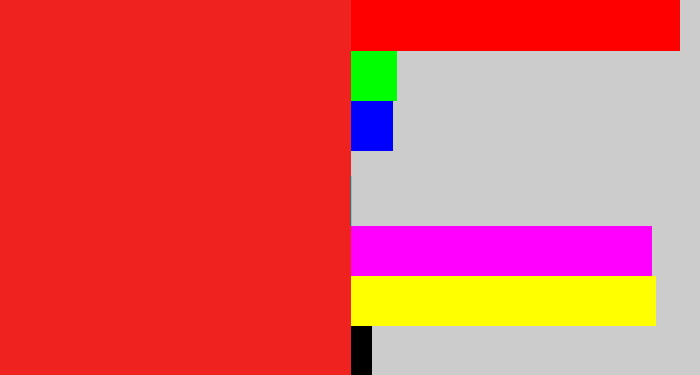 Hex color #ef221f - vermillion